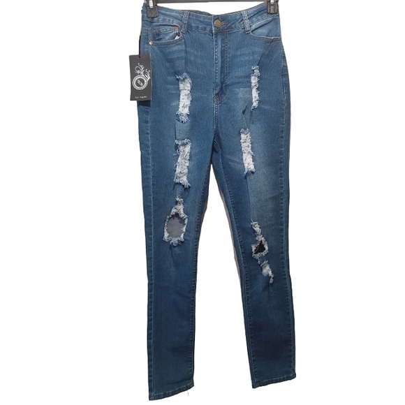 B.O.B Jeans Jeans Bob Distressed Womens Blue Jeans Size 314 Waist 3